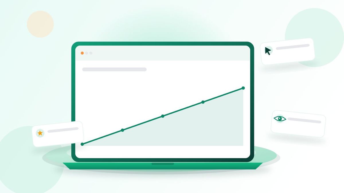 Biểu đồ đường tăng dần minh họa báo cáo hiệu suất tìm kiếm của website theo thời gian