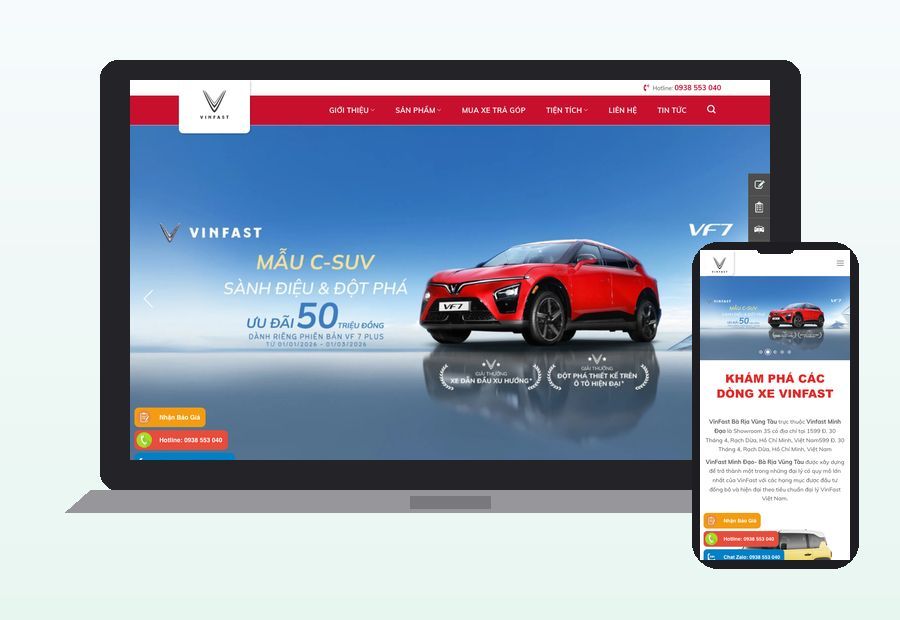 Website otovinfast-vungtau.com.vn do ThinhND thiết kế