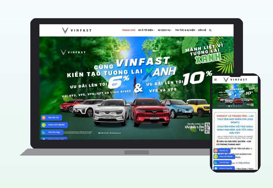 Website otovinfastmienbac.vn do ThinhND thiết kế