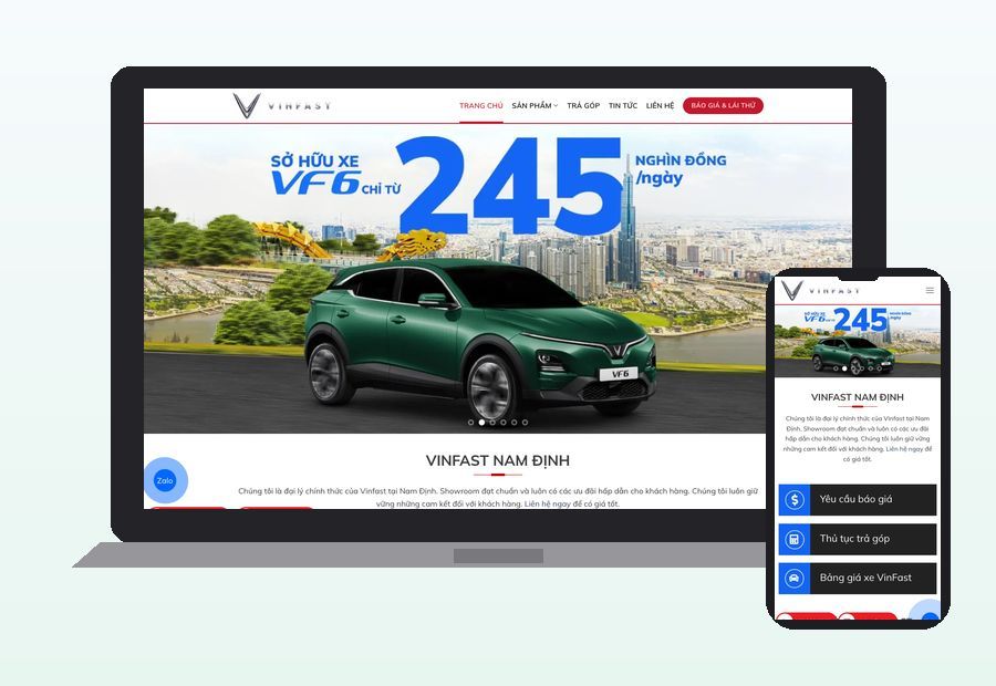 Website vinfastnamdinh3s.vn do ThinhND thiết kế