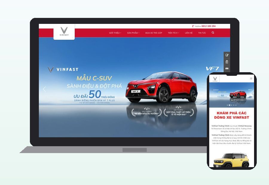 Website vinfasttruongchinh.vn do ThinhND thiết kế