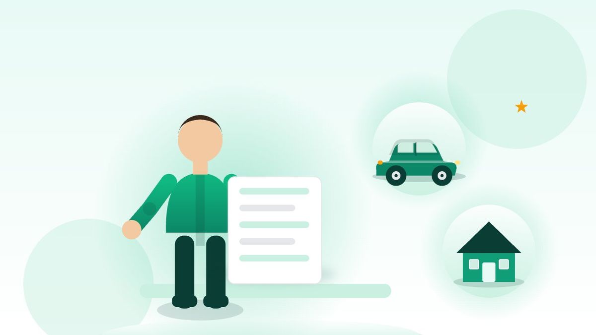 Người đang viết bài với biểu tượng ngôi nhà và ô tô thể hiện kinh nghiệm thực tế trong nội dung