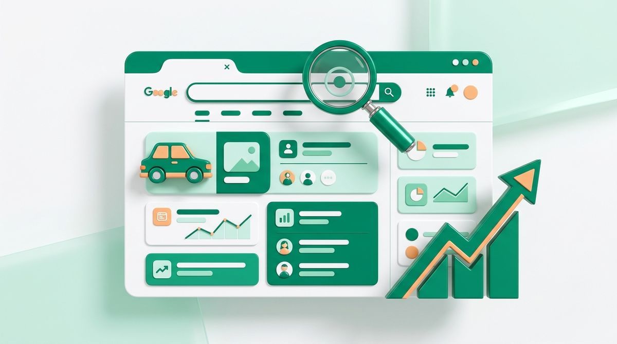 Biểu đồ tìm kiếm Google hiển thị kết quả website sale ô tô lên top