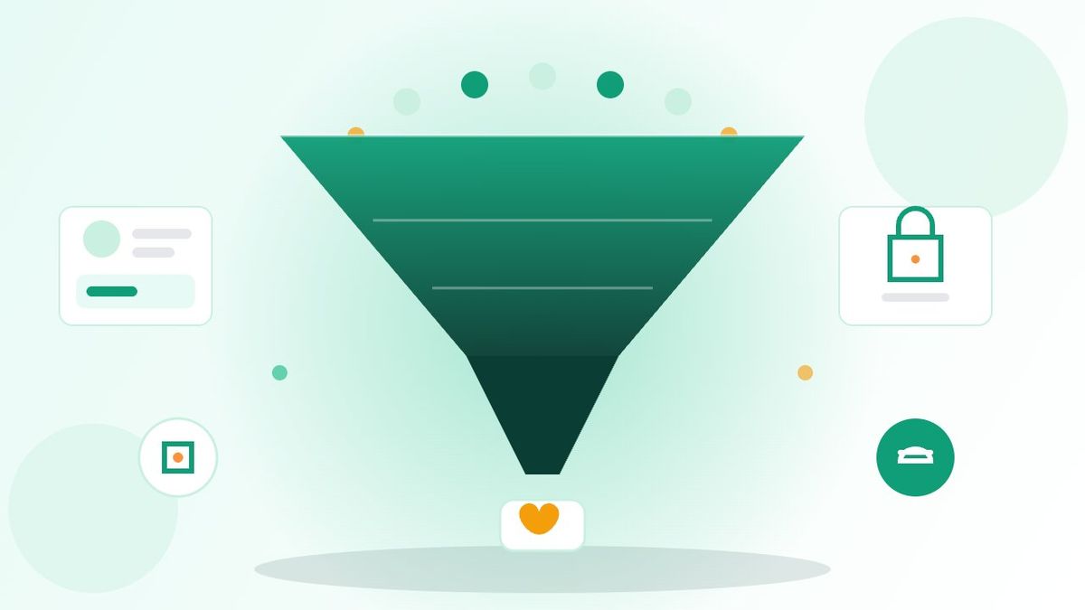 Biểu đồ phễu chuyển đổi thể hiện lượt truy cập website và số khách liên hệ