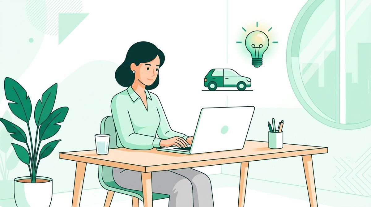 Sale ô tô viết bài giới thiệu mẫu xe trên laptop