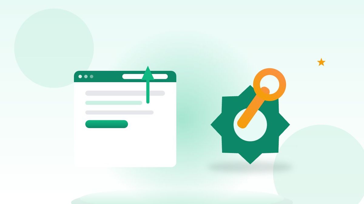 Cờ lê đang sửa một bánh răng bên cạnh biểu tượng trang web minh họa việc khắc phục sự cố website