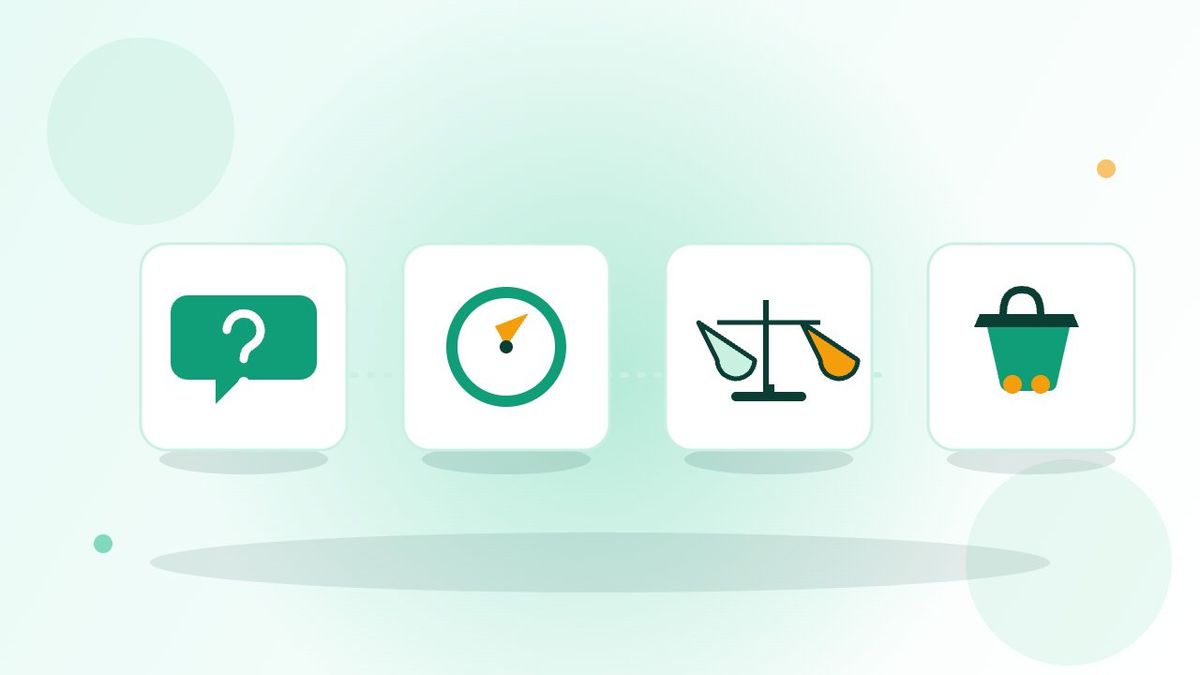 Bốn biểu tượng khác nhau minh họa các loại ý định tìm kiếm của người dùng trên Google